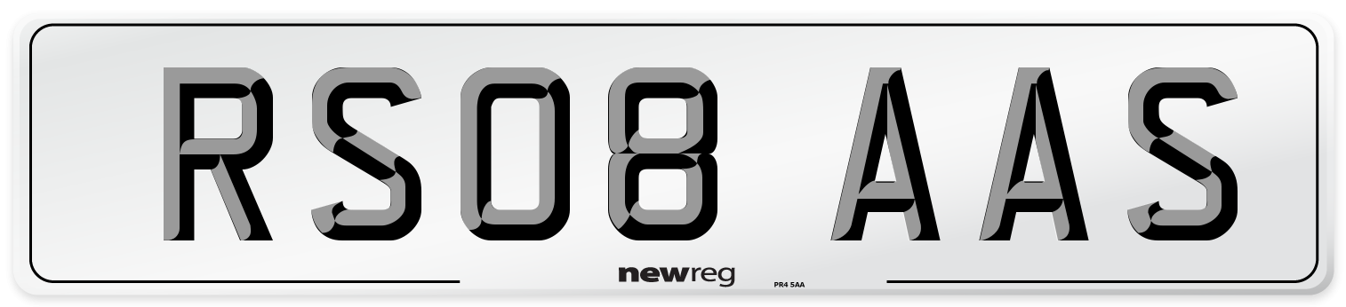 RS08 AAS Number Plate from New Reg